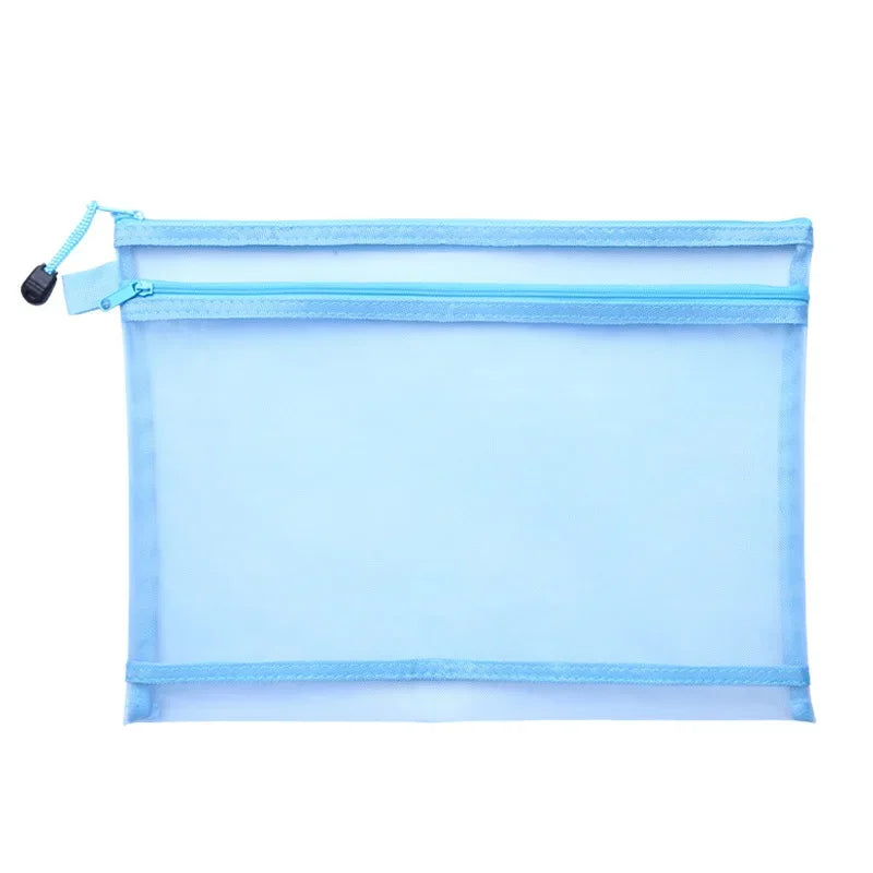 Nylon Mesh File Bag A4 A5 A6 Transparent Zipper Test Paper Information Bag Office Student Pen Bag Subject Bag Puzzle Storage Bag