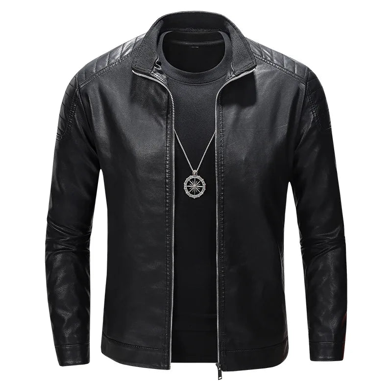 Pu Coat Men Coats Faux Leather Jackets Stand Collar Zipper Y2k Streetwear Jacket Zipper Splice Outerwear Motorcycle 2026 Spring