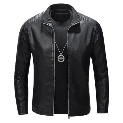 Pu Coat Men Faux Leather Jackets Stand Collar Zipper Y2k | SAMAG