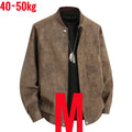 Big Size 8XL Suede Leather Jacket Men Cotton Padded Coat Motorcycle Male Oversize College Large Plus Winter Zipper Windbreaker