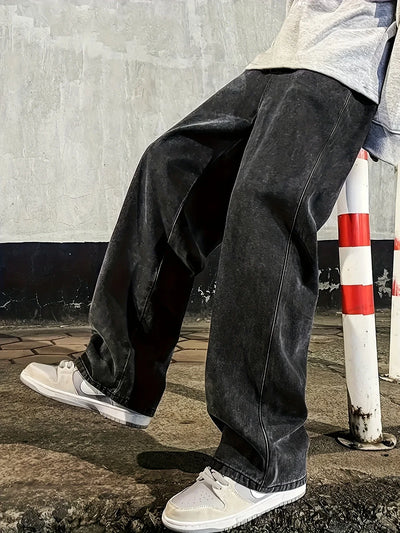 Men's Regular Fit Multi-Pocket Jeans Street Style Cotton | SAMAG