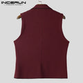 INCERUN Men Vests Patchwork Lapel Sleeveless Button Casual Male Waistcoats Color-block Streetwear 2025 Fashion Vests Men S-5XL