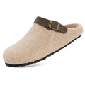 Evshine Winter Fur Clogs Slippers For Women Men Cork Footbed Plush Lined Mules Fuzzy Suede Potato Shoes Warm Furry House Clogs