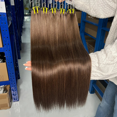 Straight #2 Color Human Hair Bundles Double Weft 100% Vietnamese Virgin Hair Weaving Extensions 100grams 1/2/3/4 Bundle Deal