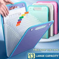 Pastel Purple Accordion File Folder with Blue Trim 13-Pocket Document Organizer for School And Office Use