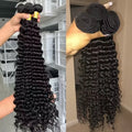 Deep Wave Human Hair Bundles Curly Hair 40Inch Brazilian Weaving Raw Virgin Unprocessed Double Weft Hair Bundles Extensions
