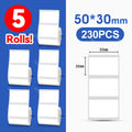 5 Rolls 30-50mm Thermal Label Paper Rolls White Color Waterproof for Niimbot B1 B21 B203 B3S Label Printer Barcode Name Printing
