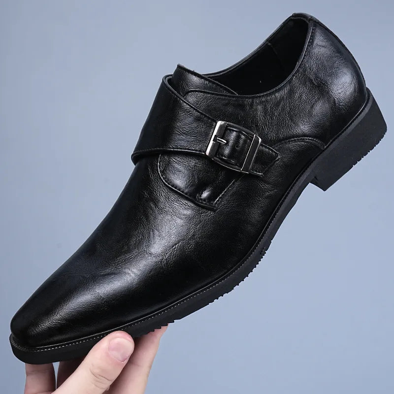 Men's business leather shoes, formal wear, pointed-toe British trend, comfortable and breathable dress shoes