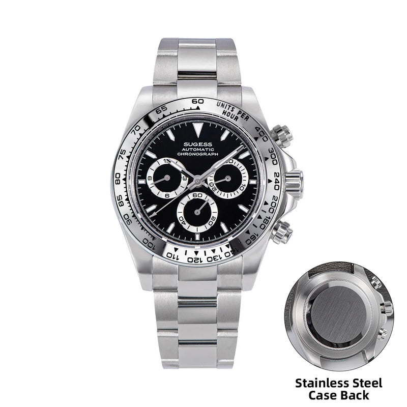 Sugess Panda Diver Chronograph Mens Watch Automatic Peacock SL-4801 Movement Luxury Waterproof Mechanical Wristwatches 2024 New
