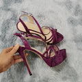 Women Sandals 14CM Super Sexy Platform High Heels Ankle Strap Sandals Open Toe Sanke Gladiator Party Dress Red Wedding Shoes