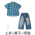 Kid Hip Hop Clothing Black Baseball Shirt Top Denim Blue - View 10 | SAMAG