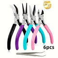6pcs/set DIY Hand-operated Pliers 4 Tweezers 1 Golden Ring 1 Opening Tool,  Beading Repair Supplies Wire Wrapping Multifunctiona