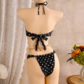 Sexy polka dot print bikinis sets swimwear with long mesh | SAMAG