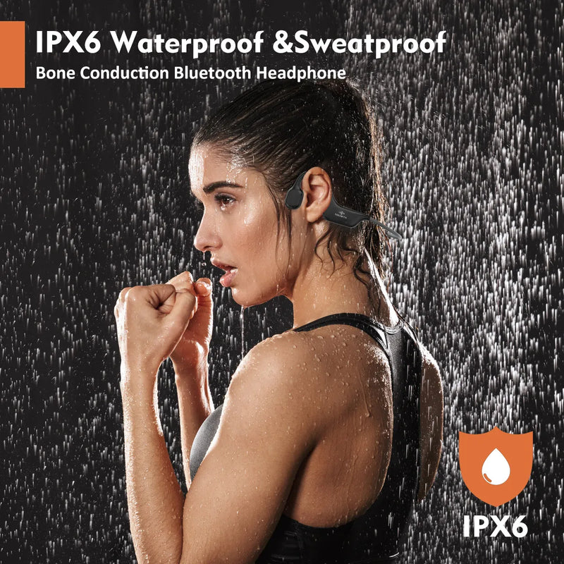 PARAMITA Real Bone Conduction Headphones Bluetooth Wireless Earphones Waterproof Sports Headset with Mic for Workouts Running