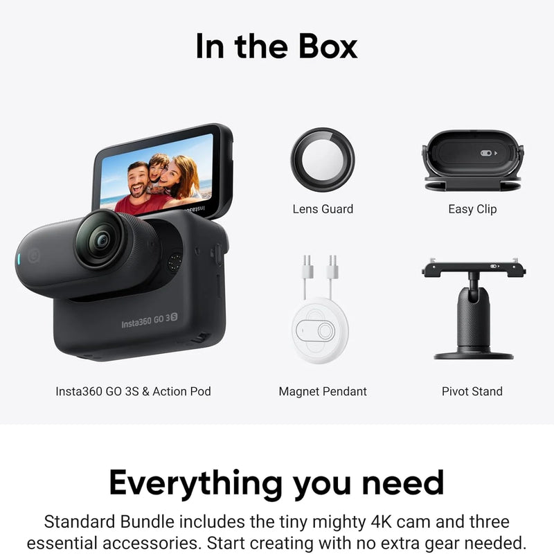 Insta360 GO 3S 4K Mini Action Camera 39g Ultra Light Portable Magnetic Camera FlowState Anti-shake 10m Waterproof Vlog Cam