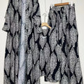 Design retro positioning printed long cardigan+vest three piece set for spring women's clothing+loose pants skirt fashion set