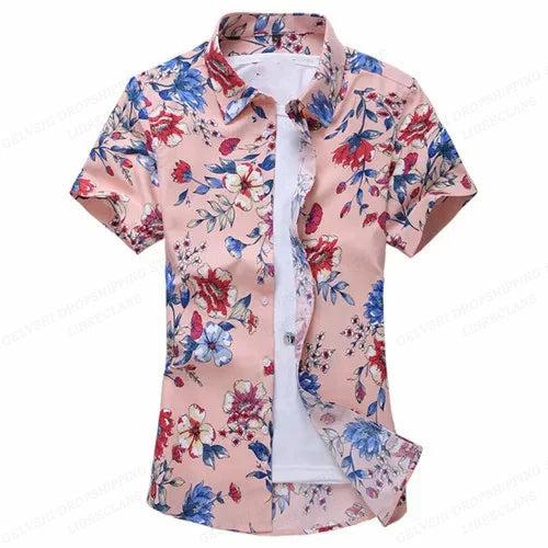 Summer Floral Hawaiian Shirts Men Fashion Short Sleeve | SAMAG