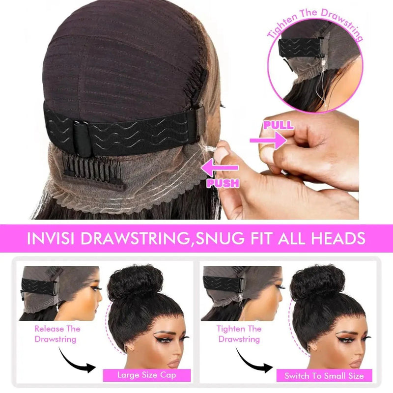 250% 18-36 Inch Invisi Strap 360 Full Lace Wig Water Deep Curly  Human Hair Adjustable Drawstring Hd Lace 360 Glueless Wigs