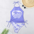 Sexy Solid Print Tankini Set Tied Halter Bikini Swimsuit | SAMAG