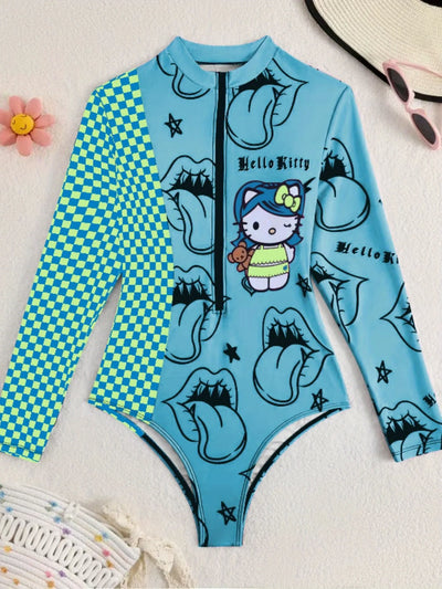 Hello Kitty Light Blue Bandeau Bikini Set for Women Tie | SAMAG