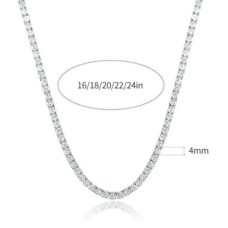 SY Brand Jewelry 925 Sterling Silver Chain Tennis Necklace Gemstones Women Men Luxury Necklaces Rhodium Plated S925 Jewelry