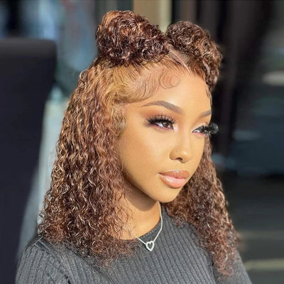 250% Density 4/27 Ombre Highlight Deep Wave Curly Bob | SAMAG