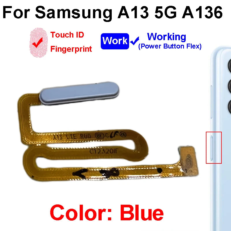 Fingerprint Sensor Touch ID Connector Flex Cable With Power Button For Samsung Galaxy A13 4G 5G A135 A136 Parts