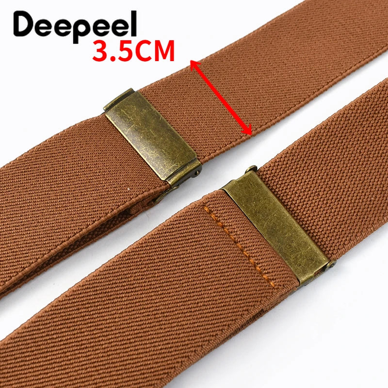 Deepeel 3.5*120cm Men's Adult Suspender X - Type Braces 4 Clips Hook Buckles Adjust Strap Elastic Belt for - Visuel 3 | SAMAG