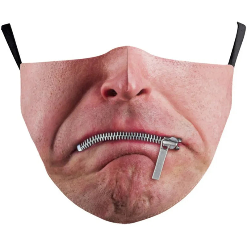 Smile Print Mask With Pocket Unisex Funny 3d Masks For Women Adult Face Scarf Adult Protec Mouthmask Outdoor Party Cosplay Mask