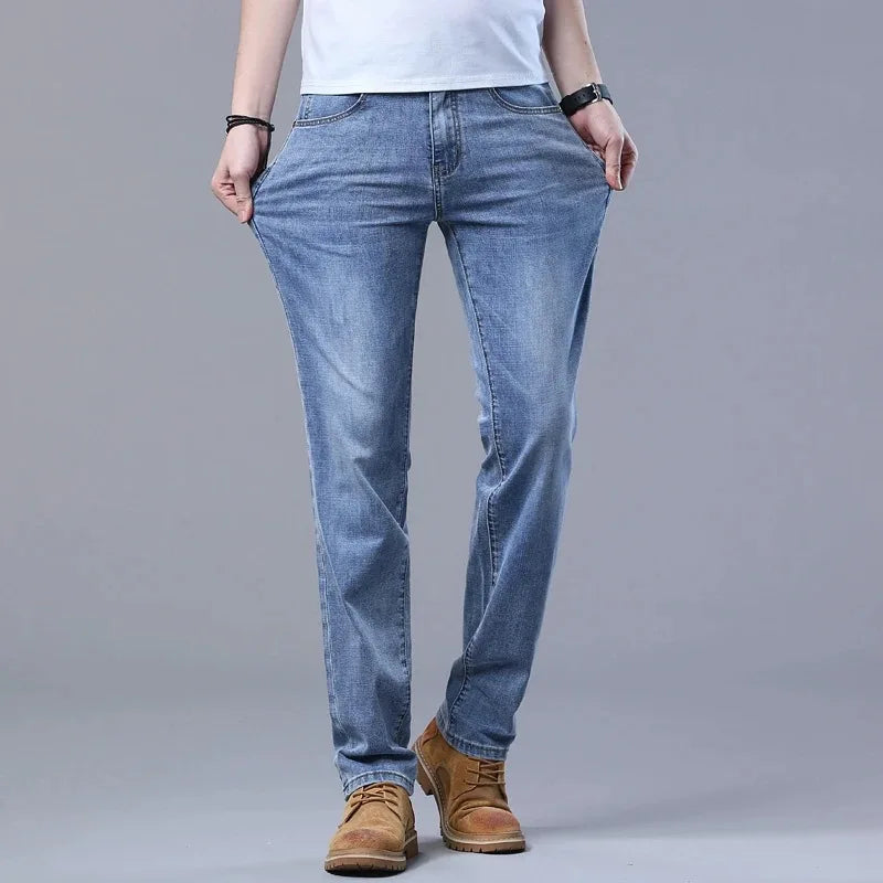 Spring Autumn Men's Slim Jeans Stylish Casual Stretch | SAMAG