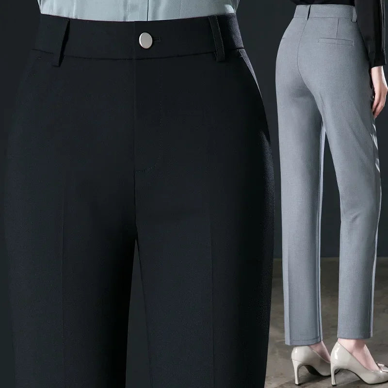 Spring Fall Black Elegant Career Formal Suit Pants Women - View 2 | SAMAG