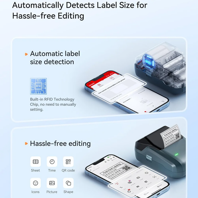 NIIMBOT B1 Portable Thermal Printer With Tapes 2 Inch Adhesive Label Printer Mini Bluetooth Sticker Maker Support Smartphones PC
