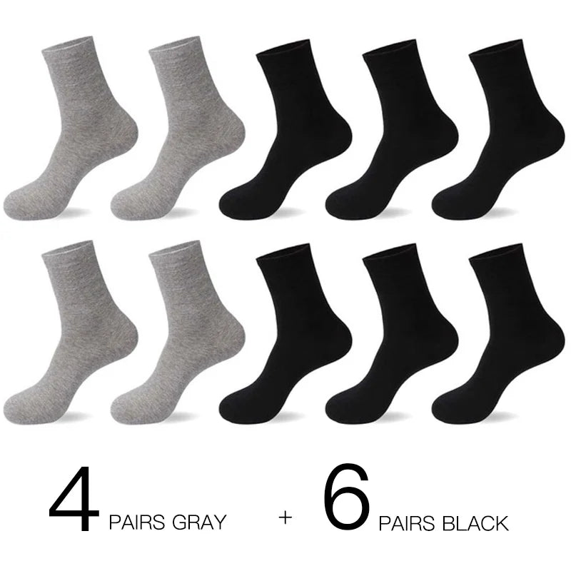 HSS 2023 Men's Cotton Socks New styles 10 Pairs / Lot Black Business Men Socks Breathable Spring Summer for Male US size(6.5-12)