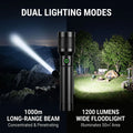 Tactical Zoomable LED Flashlight High Lumen 1200LM, USB - C - View 5 | SAMAG