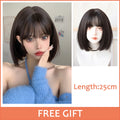 LM Medium Length Pink Cosplay Wig Heat Resistant Costume Party Synthetic Wigs 2 Clip On Ponytail 7 Colors