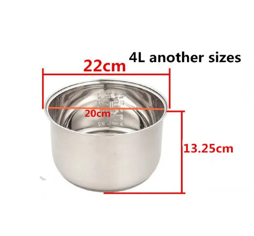 Rice Cooker Liner General Food Stainless Steel Uncoated Thickened 2L3L4L5L6L8L Rice Cooker Inner Pot