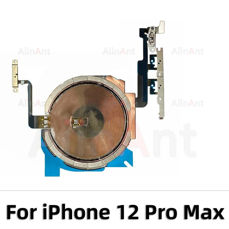 100% Test AiinAnt Power Volume Flash Light NFC Wireless Charging Flex Cable For iPhone 12 13 14 15 Pro Max Mini Plus Sapre Parts