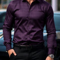 Men's dark plaid long sleeved shirt slim fit European | SAMAG