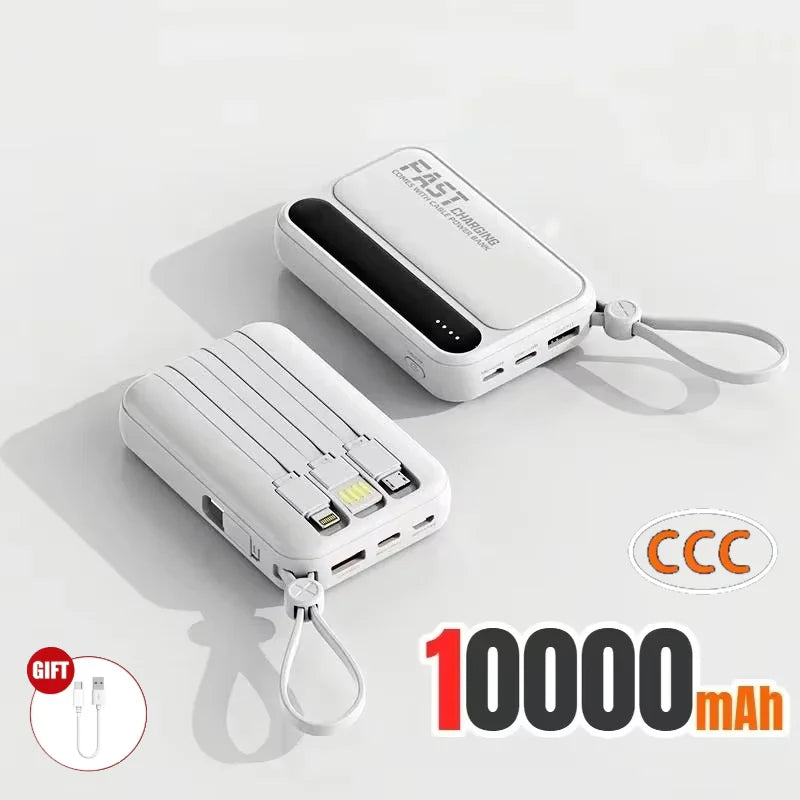 VIVO 500000mAh 120W Power Bank High Capacity 4 In1 Cables Intelligent Digital Display Light Portable Powerbank For iPhone Huawei
