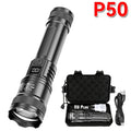 2000LM Ultra Bright P50 LED Flashlight Tactical EDC Torch Telescopic Zoom Type-C Rechargeable Emergency Spotlight for Camping