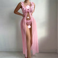 Sexy Women Nightgowns Floral Sleepwear Slip Night Dress Deep-V Lace Mesh See-through Lingerie