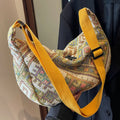 Vintage Female Shoulder Messenger Bag Trend Simple Zipper Handbags Ethnic-Style Canvas Shoulder Bag Small Tote Crossbody Bags