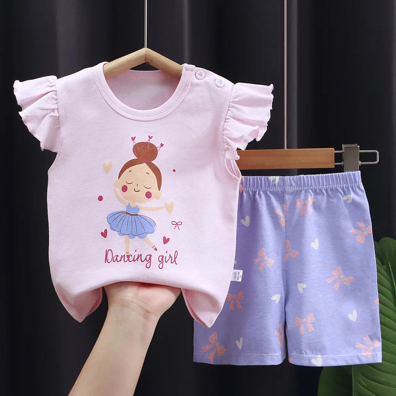 Baby Girls Clothes Sets For Kids Cartoon T - shirt+Short - View 4 | SAMAG