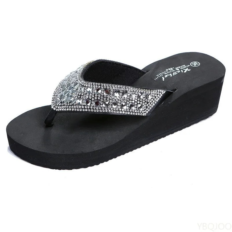2025 Summer Fashionable versatile Beach Slippers Women'S Elegant minimalist Flip Flops Casual comfortable Wedges women Sandals