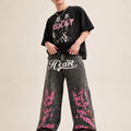 UP.THE Men Baggy Wide Leg Jeans, Vintage Washed Black | SAMAG