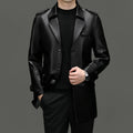 2024 High Quality Fashion Trend Banquet Autumn and Winter Long Leather Trench Coat Men's Business Handsome Trench Coat