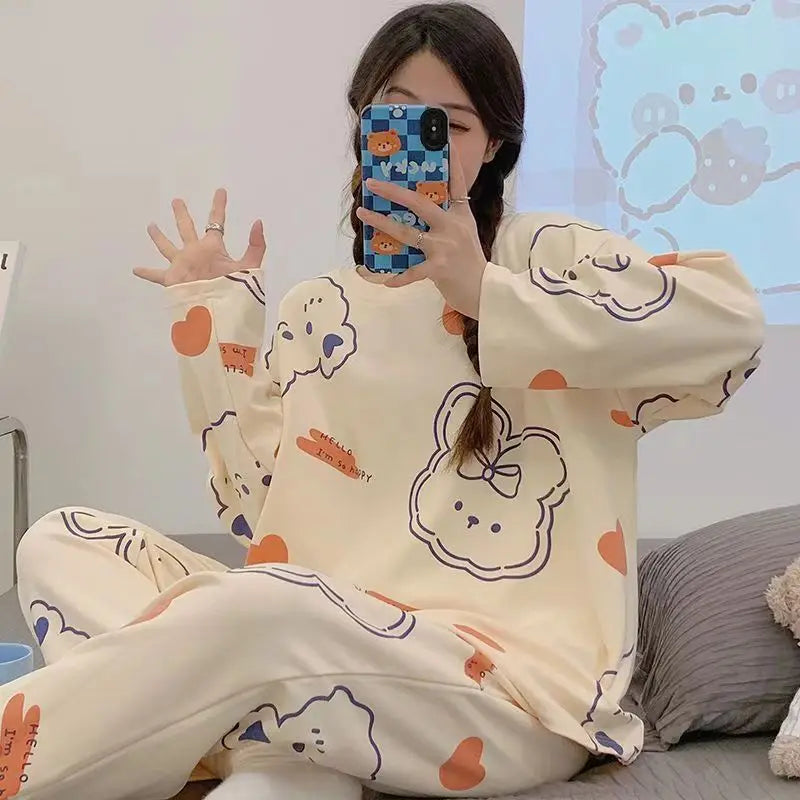 Spring and Autumn New Women's Pajamas Homewear Suit Girls | SAMAG