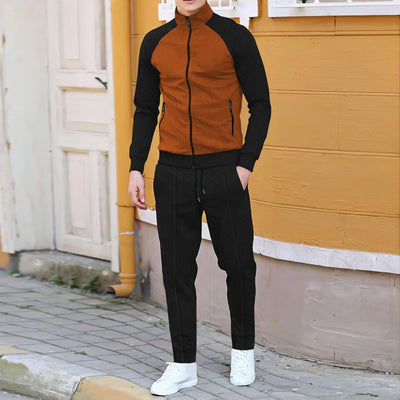 Europe and the United States new spring and autumn men's leisure waffle lattice color long - sleeved stand collar | SAMAG