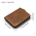 Men Crazy horse Genuine Leather Coin Wallet Real Leather Snap Short Purse Women Coin Pocket Zip Around Small Trifold Pocket