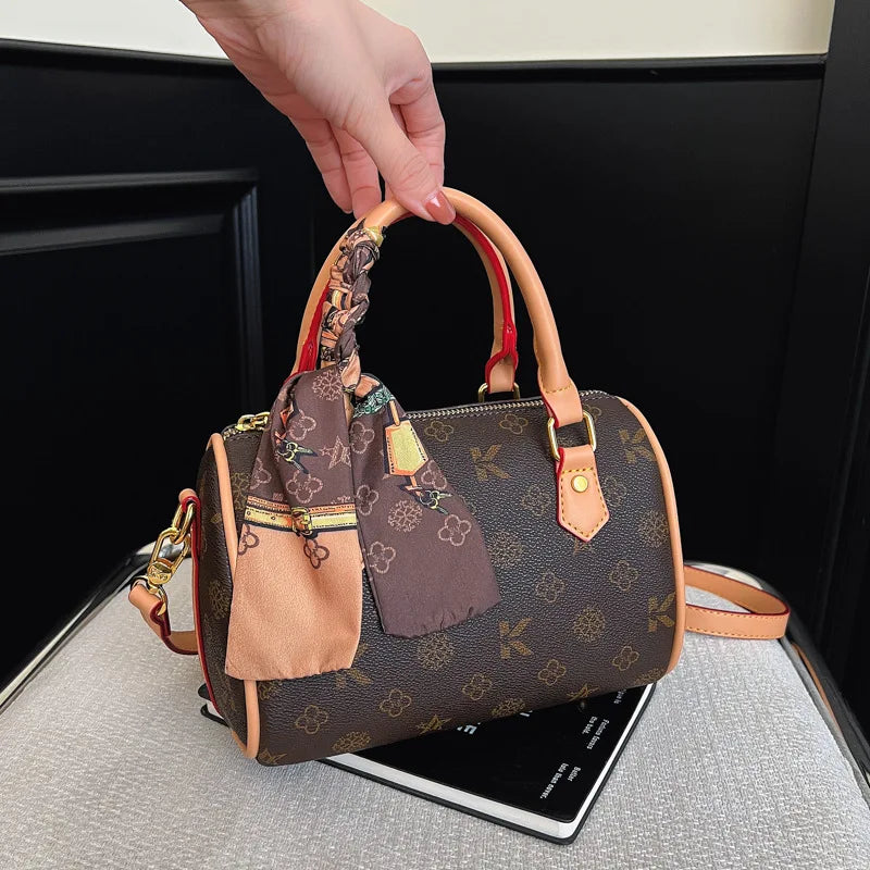Bag Women's Fashion Boston Bag Pillow Bag Versatile Shoulder Bag Printed Crossbody Handbag